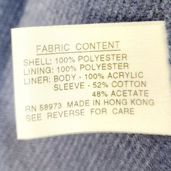 SOPHISTICATE PETITE  Navy Blue Thermal Double-Breasted Trench Coat Size 0 Womens - Picture 5 of 14